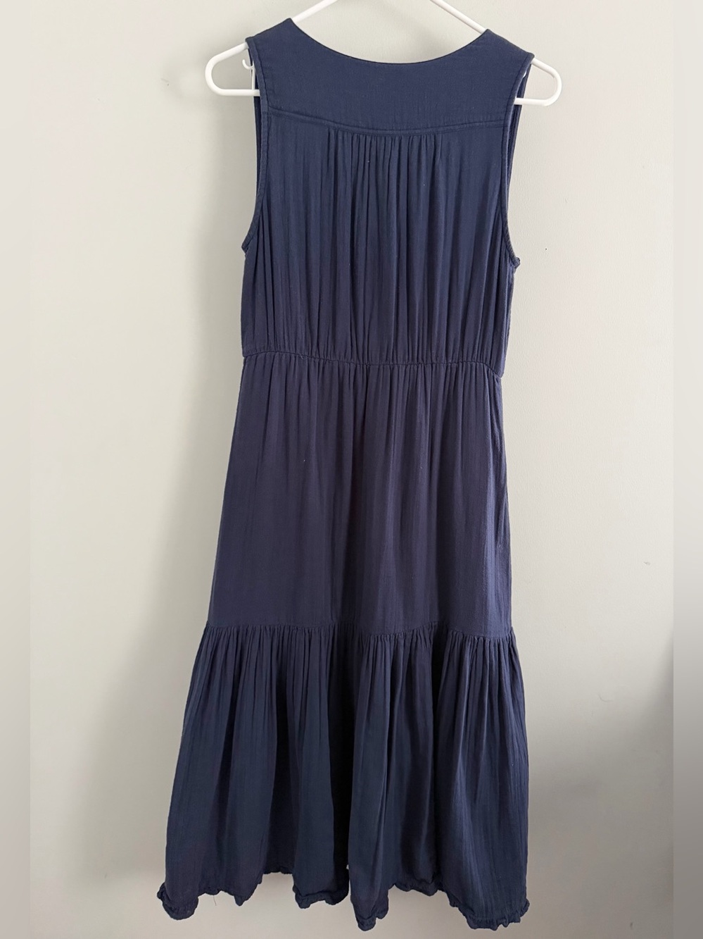 LUCKY BRAND Cotton Gauze Maxi Dress American Navy Sleeveless - Size Small - Picture 5 of 13